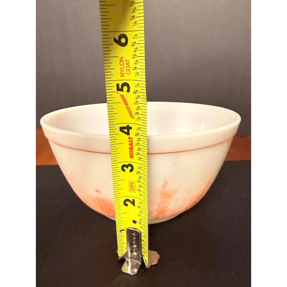 Vintage Pyrex 402 White (red) Milk Glass Mixing Bowl 7.25in